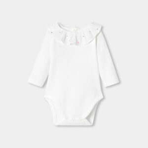 Baby girl long-sleeved bodysuit with petal collar