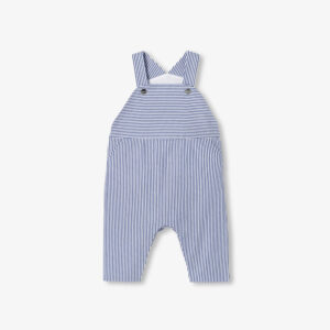 Baby boy striped twill overalls
