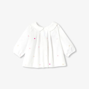 Baby girl heart-embroidered poplin blouse
