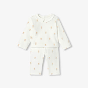 Baby 2-piece velvet pyjamas with a charming bear motif