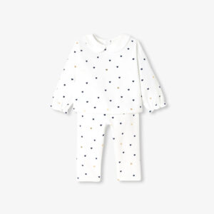 Baby girl 2-piece heart motif velvet pyjamas