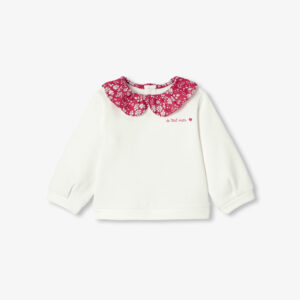Baby girl sweatshirt with Liberty fabric collar