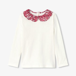 Girl T-shirt with Liberty fabric collar