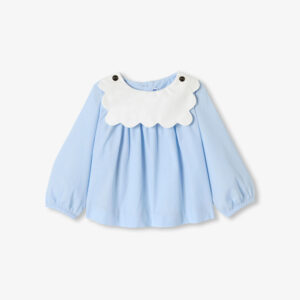 Baby girl blouse in elegant fil-à-fil cotton