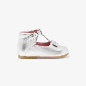 Baby girl iridescent leather T-strap shoes