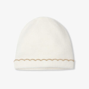 Baby girl knit beanie with microfleece lining