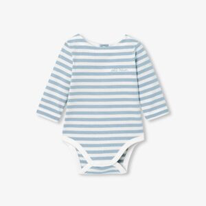 Baby boy striped jersey long-sleeved bodysuit
