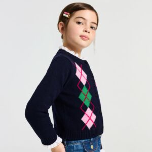 Girl argyle pattern cardigan