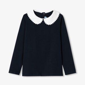Girl long-sleeved t-shirt with collar