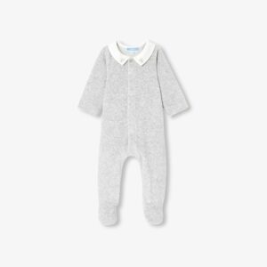 Baby boy velvet pyjamas with a poplin collar