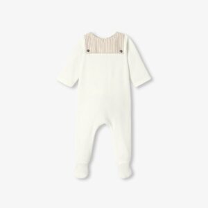 Baby velvet pyjamas with striped collar