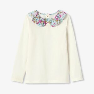 Girl T-shirt with Liberty fabric collar