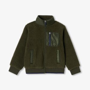Boy bi-material cardigan