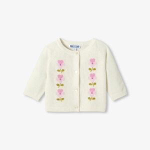 Baby girl flower intarsia cardigan