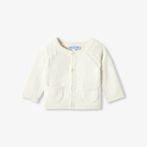 Baby jersey cardigan with cable-knit details