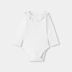 Baby girl short-sleeved interlock cotton bodysuit