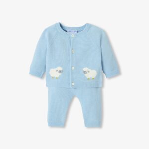 Baby boy sheep motif knit set